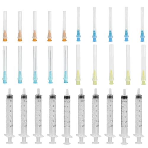 AYNKH 10pcs 3ml d'outils mesure distribution, seringues plastique avec capuchon, accessoires de laboratoire 20Ga 21Ga 23Ga 25Ga pour l'alimentation liquide des...