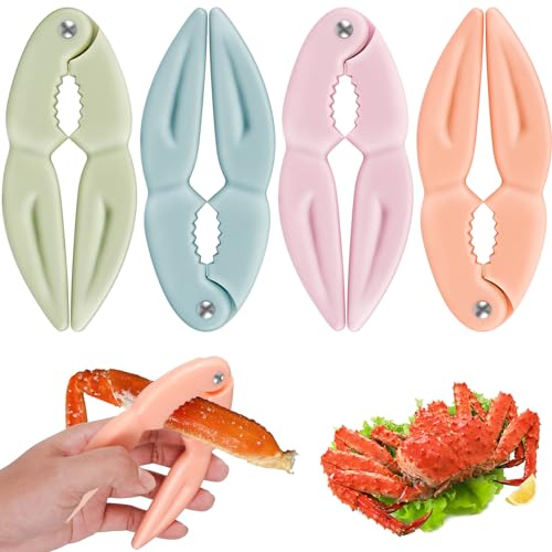 FALESOUL 4Pcs Crab Crackers and Tools, Plastic Crab Leg Crackers Tool, Efficient Lobster Crackers Portable Seafood Crackers and Tools, Crab Claw Crackers Crab Tools for Home Kitchen Parties