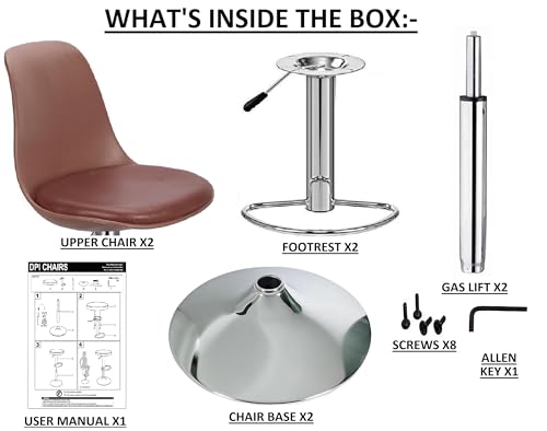 Image of DPI Modern Height Adjustable and 360 Degree Revolving Bar Stool | Kitchen Chair Suitable for Kitchen Cafeteria Dining Office Shops | (2, Tan)