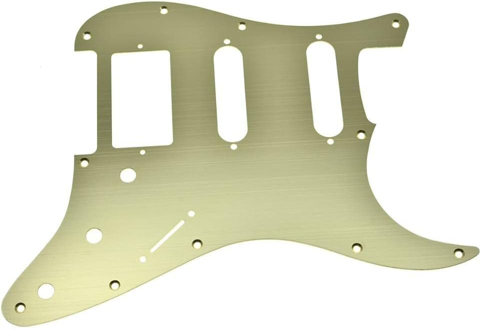 KAISH 11 Hole Metal Aluminum Anodized Modern Style ST/Strat HSS Pickguard Guitar Pick Guard Scratch Plate for Stratocaster/Strat Made in USA/Mexico Gold
