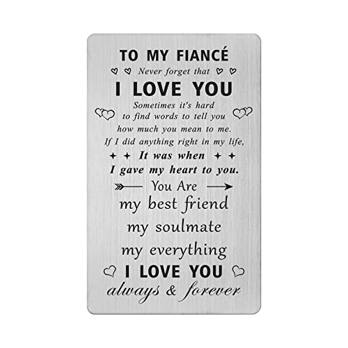 CPLJW to My Fiancé Gifts - I Love You Future Husband Gifts for Birthday Wedding Anniversary Engraved Wallet Card Gifts