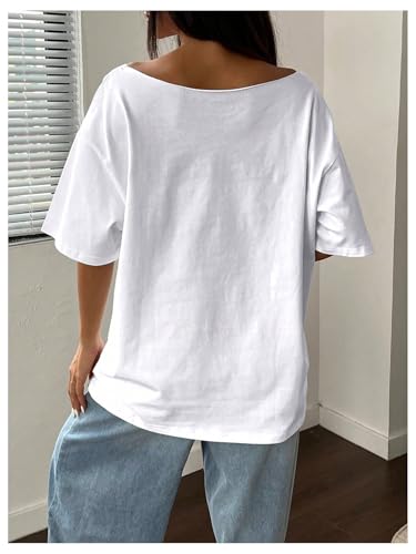 Women's Plus Size Cherry Print T Shirt Bow Graphic Off The Shoulder Shirts Short Sleeve Loose Y2k Tee Tops2