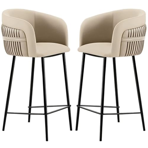 RCGNR Taburetes De Cocina, Taburete De Bar De Cuero con Espaldas Patas De Metal, Sillas De Bar Altas De La Isla De La Cocina, Taburetes De Isla De Cocina Tapizados C,65cm