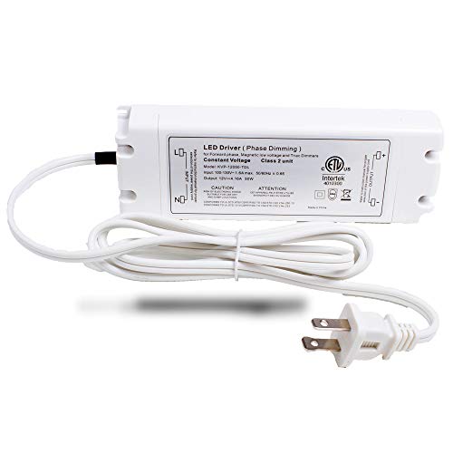 Image of 12v ETL Listed Triac Dimmable Driver Transformer Constant Voltage Power Supply for LED Strip Light Control by AC Wall Dimmer (12v 50w ETL Listed)