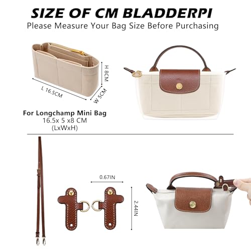 muhogxio Schultergurt für LongchampTasche Damen,Organizer für LongchampMini,Praktischer Taschen-Einsatz mit mehreren Fächern passend für LongchampMini und kleine Handtaschen