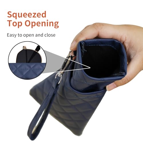 Image of Double Eyeglass Case Soft Dual Glasses Case for Women Men Travel Squeeze Top Sunglasses Cases Eyeglasses Pouch