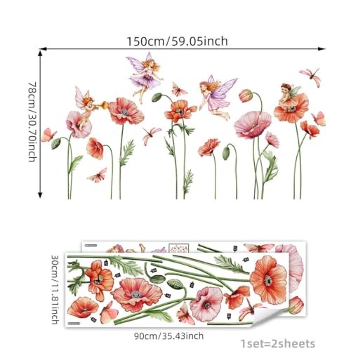Vinilos decorativos flores y mariposas para habitación infantil miniatura 2