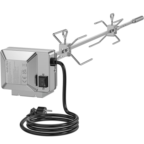 Onlyfire BRK-6034 Edelstahl Grill Drehspieß komplettes Set, Rotisserie Einsatz für Weber Genesis...
