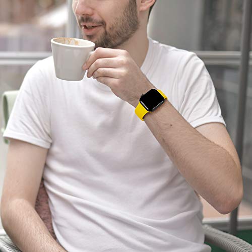 CeMiKa Compatible con Apple Watch Correa 38mm 40mm 41mm 42mm 44mm 45mm 46mm 49mm, Deportivas Silicona Repuesto Correas para iWatch SE Series 11 10 9 8 7 6 5 4 3 SE3, 38mm/40mm/41mm-S/M, Amarillo Mango