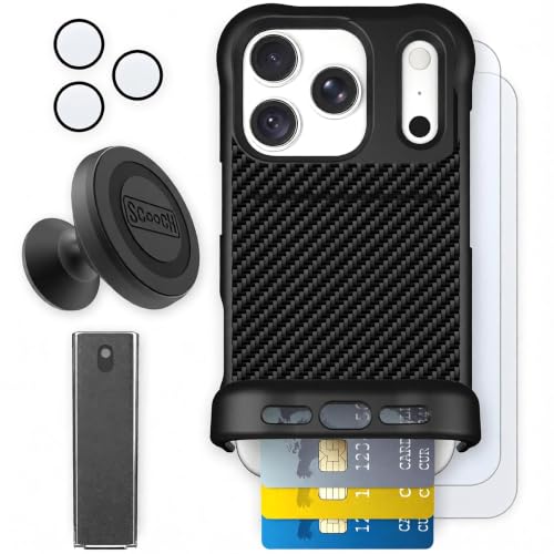 Scooch for iPhone 18 Pro/17 Pro Wallet Case, Wingmate, Carbon Fiber