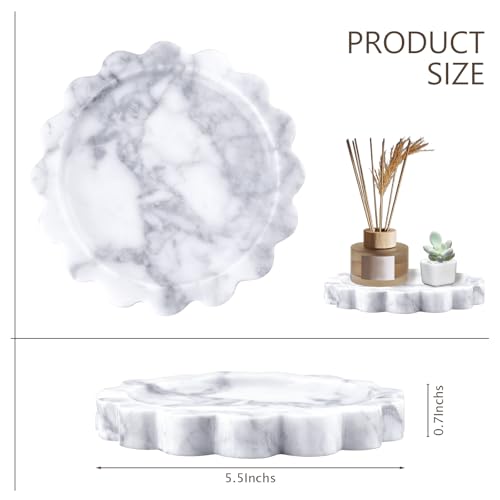 Bandeja de mármol natural tallada con ondas decorativas premium 3