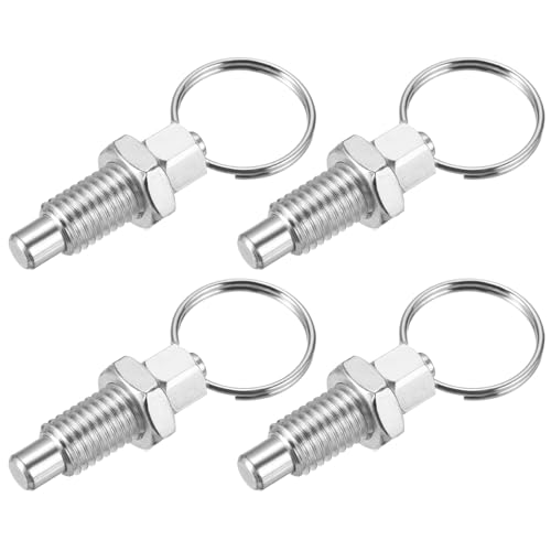 PATIKIL 4 Pcs Spring Plunger with Pull Ring, M12x1.75 Stainless Steel Pull Ring Indexing Plunger Retractable Spring Manual Plungers for Mould Cabinet Industrial Equipment