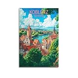 Kōbleṇz Deutschland, Vintage-Reise-Kunst-Poster, Kunst, 