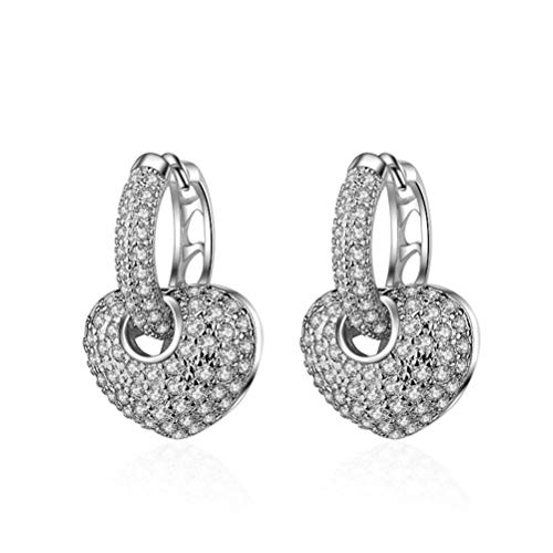 Boucles d'oreilles diamant de luxe cœur anti-allergie double usage femme