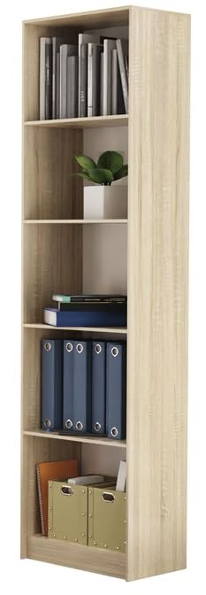 BDW Bücherregal 5 Fächer Standregal Aktenregal Wandregal Raumteiler Regal Raumtrenner Büroregal Mehrzweckregal 50x30x182cm Holzwerkstoff (Eiche Sonoma)