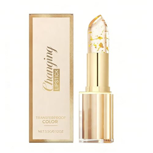 Image of LINKKNOB Colour Changing Lipstick | PH Adjusting Lipstick With Gold Foil | Temperature Reactive Moisturising Lip Tint Long Lasting Hydrating Gloss Smooth Texture 1PC
