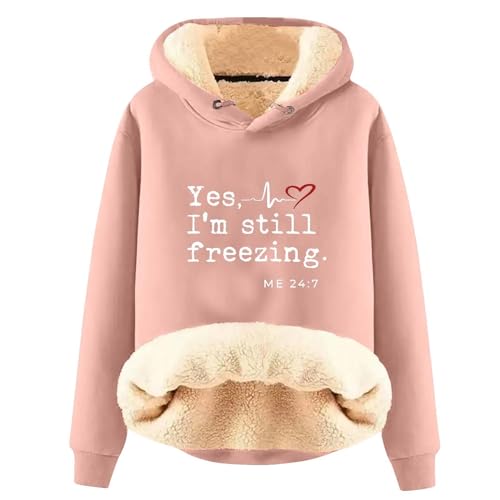 Sweat-shirt à capuche pour stopper le froid pull polaire en velours rose imprimé lettre XL