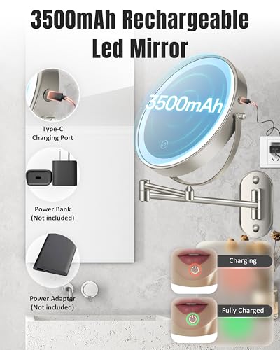 Image of 30X /1X 8 Inch Wall Mounted Magnifying Makeup Mirror with Light for Bathroom