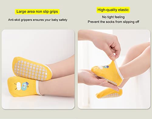 Baby Non-skid Grip Socks Toddler Socks Anti Skid Slipper Crew Socks for Girls Boys Infant Newborn 6 Pairs3