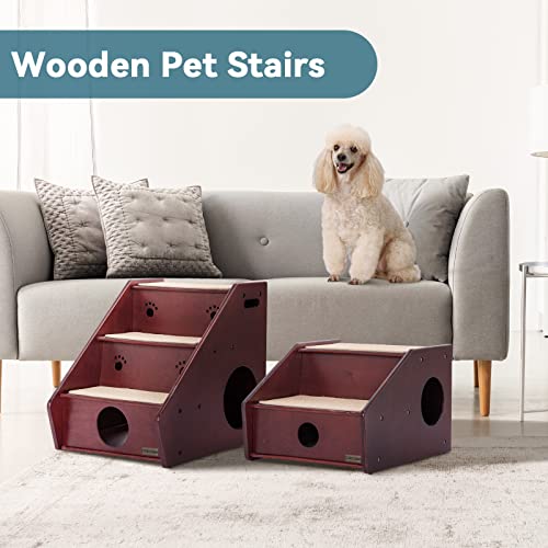 Petsfit Wooden Dog Stairs 2 Steps,Dog Steps For High Bed, Pet Stairs For Old Pet,Brownish Red(21X17X14 Inch) #TOP5