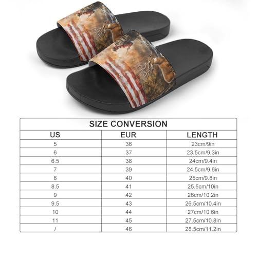 Autumn Deer Hunting U.S.A. Flag House Sandals Slip On Bathroom Slippers Beach Summer Shoes for Men Women2