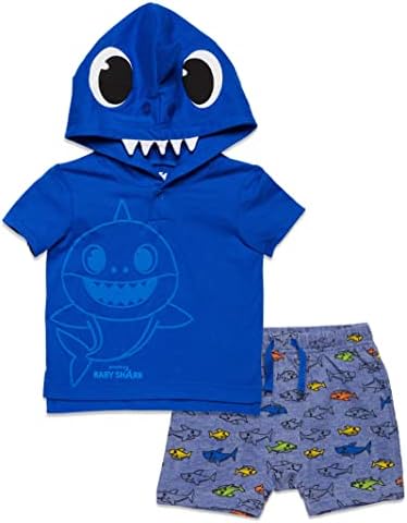 Pinkfong Baby Shark Baby Boys T-Shirt French Terry Shorts Blue 18 Months