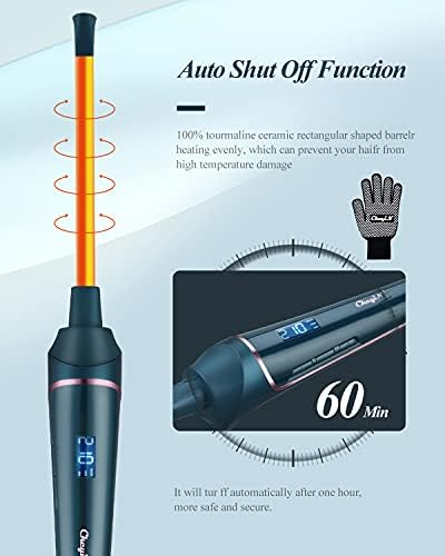 CkeyiN 9mm Slim Hair Curler, Small Barrel Skinny Hair Curling Iron Wand, Professional Tourmaline Ceramic Barrel Small Tongs with Heat Resistant Glove for Women Gifts
