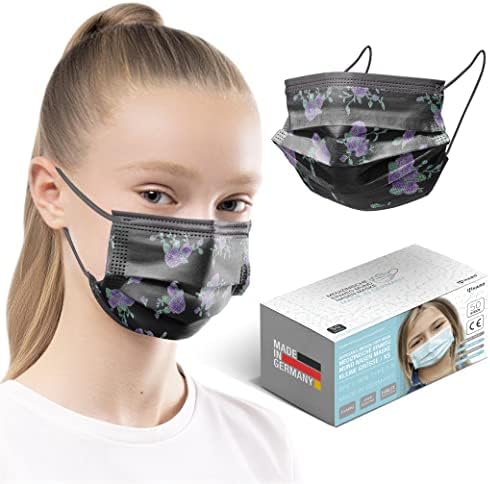 HARD 50 pieces Medical Face Masks, Made in Germany, Type IIR, CE certified EN14683, BFE three layers 99,78% protective surgical masks, disposable face masks - Adults - Blue