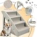 Jiubiaz Hundetreppe Klappbare Haustiertreppe 48,5cm Hoch, 4-Stufig Faltbare Katzentreppe, Hunderampe, Maximale Belastung 75kg, Tiertreppe mit Rutschfester Matte für Hunde und Katzen (grau)