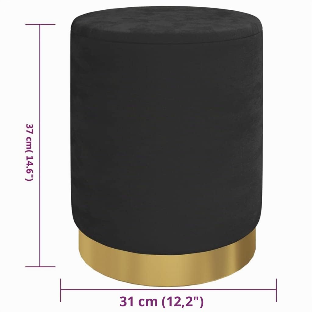 vidaXL Aufbewahrungshocker Rund Sitzhocker Polsterhocker Fußhocker Rundhocker Sitzpouf Pouf Hocker Schemel mit Stauraum Wohnzimmer Schwarz Samt 31 x 37 cm
