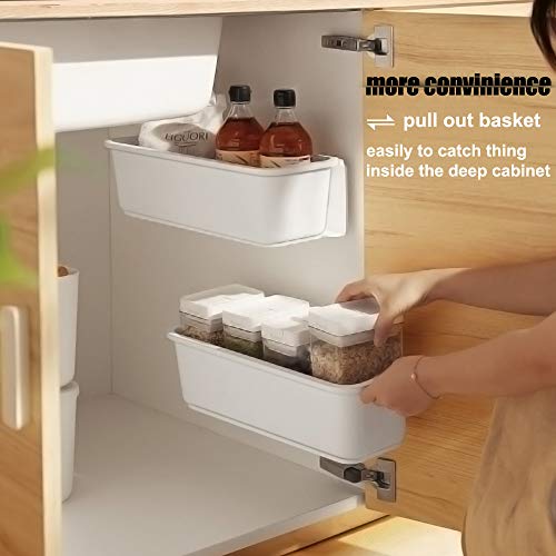 2 Pack Sliding Cabinet Basket For Bathroom, Pull Out Storage Drawer Shelves For Under Kitchen Sink Or Limit Space, Long 14.8In By Wide 6In By Hight 4.4In, White #TOP2