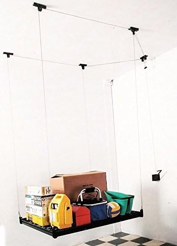 4FT x 4FT Celling Mounted Rack Garage Storage Rack hand Hoist Shelves Ceiling shelf