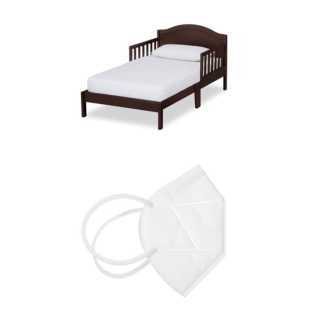 Dream On Me Sydney Toddler Bed in Espresso, Greenguard Gold Certified & Dream On Me Disposable Face Mask I Pack of 10