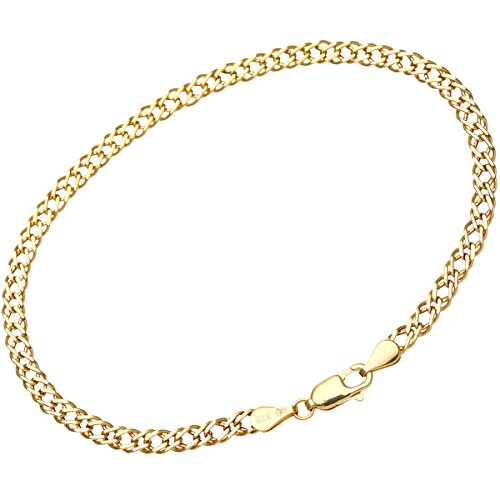 Image of Citerna Women's 9 ct Yellow Gold Flat Double Curb Bracelet of Length 19 cm
