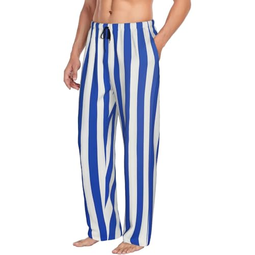 White Blue Stripes Pajama Pants Mens Lounge Sleep Pant Long Pajama Bottoms Drawstring Elastic with Pockets2