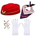 XEPST 4PCS Flight Attendant Costume for Women - Stewardess Costume Accessories Set with Flight Attendant Hat Scarf Gloves Brooch for Women Halloween Costumes Cosplay Carnival Fancy Dress Up, Red
