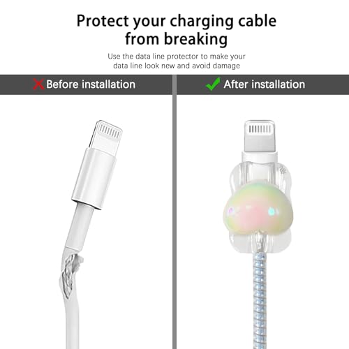 Funda de cargador USB-C transparente Lovmooful para iPhone con lindo protector de cable de ondas 3