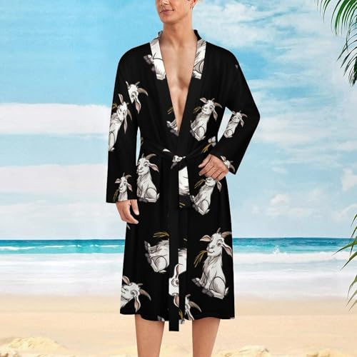 Goat Men's Soft Robes Lightweight Long Bathrobe Loungewear for Bath Shower2