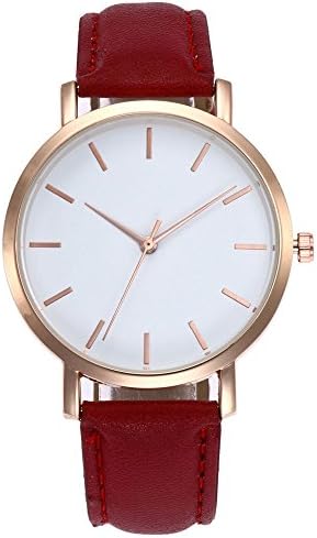 COOKI Womens Quartz Watches Lady Teen Girls Fashion Casual Quartz Analog Alloy Wristwatch Rose Gold Round Dial Leather Band