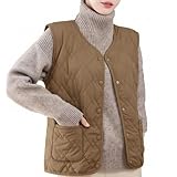 [1/2style] ニブンノイチスタイル ベスト ジレ ダウン 風 ルーム 軽量 キルティング キルト 中綿 ショート 丈 重ね着 レディース (茶,XL)