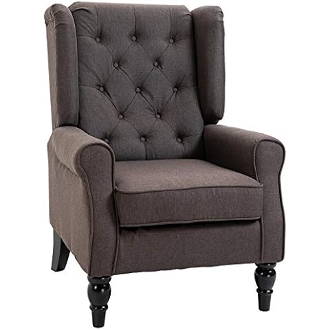 HOMCOM Retro Accent Chair, Wingback Armchair Cover
