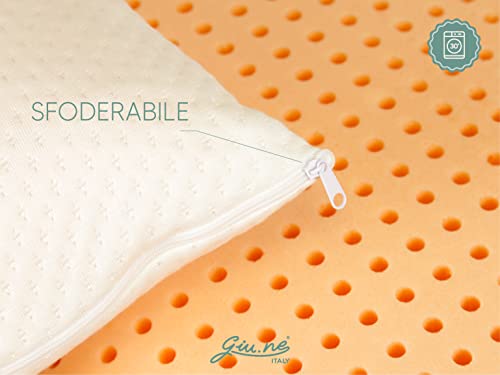 GIU.NE® - Coussin pour adulte en mousse à mémoire de forme 100 % lavable - excellent pour la Cervicale - toujours propre et hygiénique - Déhoussable - Modèle savon 70 x 40 x 12 - Ultra Comfort