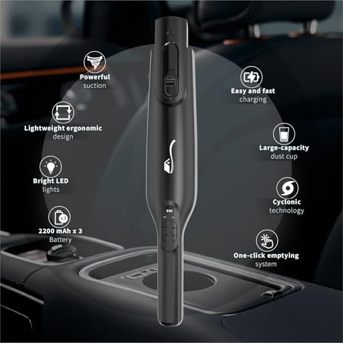 Image of Cordless Handheld Vacuum, Lightweight Portable Hand Vacuum Cleaner with LED Light,Rechargeable Hand Held Vacuum with One-Touch Empty, Powerful Suction for Office, Home,Car, Inky