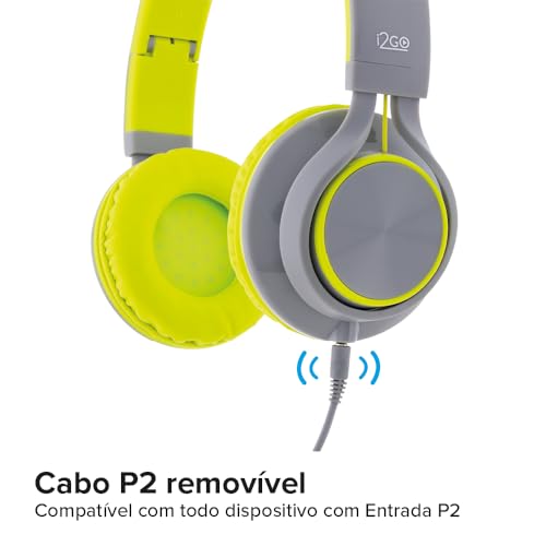 Headphone Com Microfone Neon Tune Go I2go 1,2m Cinza