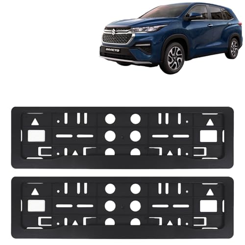 Image of KINGSWAY Invicto Car Number Plate Frames for All 2023 Onwards Models of Maruti Suzuki Car Registration Plate Holders, Black Licence Plate Covers (Front and Rear), Universal Size 51.5 x 14.5 cm