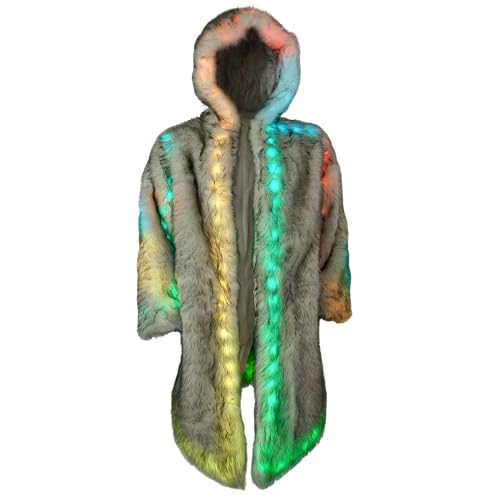 Luwint Mens Cool Led Jacket Light up Coat Rave Costume Outfits, USB Battery NOT Included (Small)