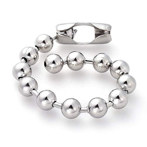 Pulsera de cadena de cuentas de acero inoxidable LZD 6-10" miniatura 4