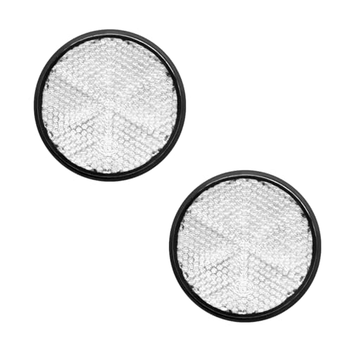Image of povtii 2 PCS Motorcycle Warning Reflectors, M6x1.0 Waterproof Plastic Reflective Warning Reflector, Motorcycle Rear Safety Reflector with Screw, Universal Motorcycle Accessories (Round, White)