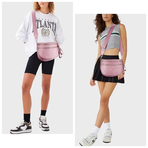 Image of Lushandy Bum Bag Checkered Crossbody Bag Mom Everyday Purse | Roomy Space, Wipe Clean, Wide Strap