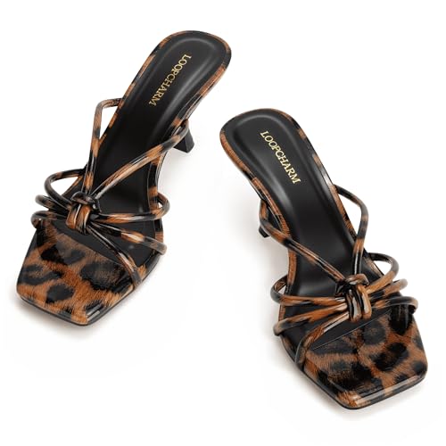 Image of Women's Strappy Square Open Toe Kitten Heels Sandals Knotted Design Summer Fashion Slip On Mule Style
